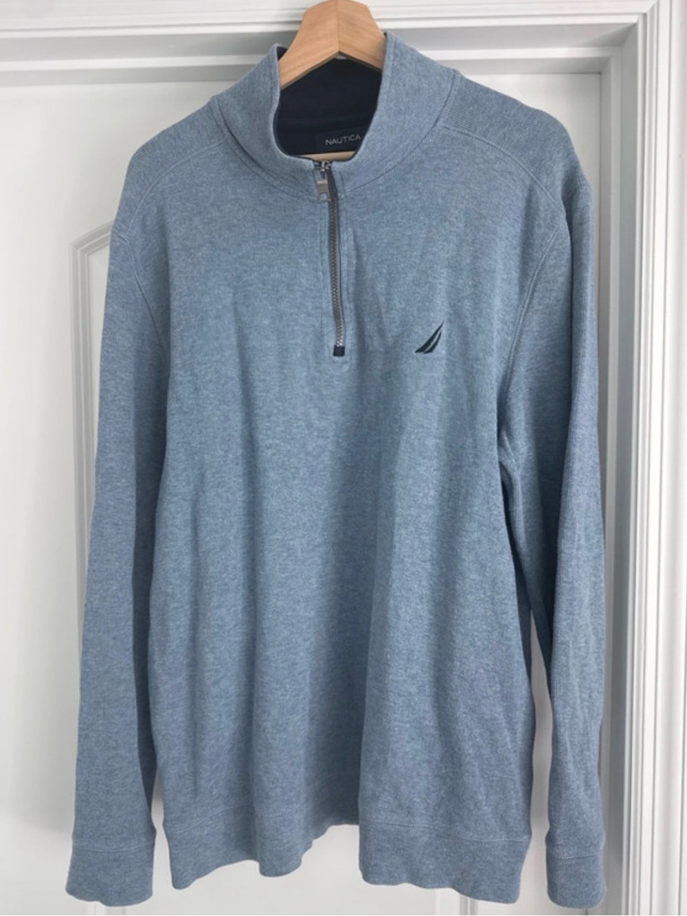 Nautica Men's Heather Blue Half-Zip Pullover Sweater